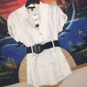 White blouse with belt